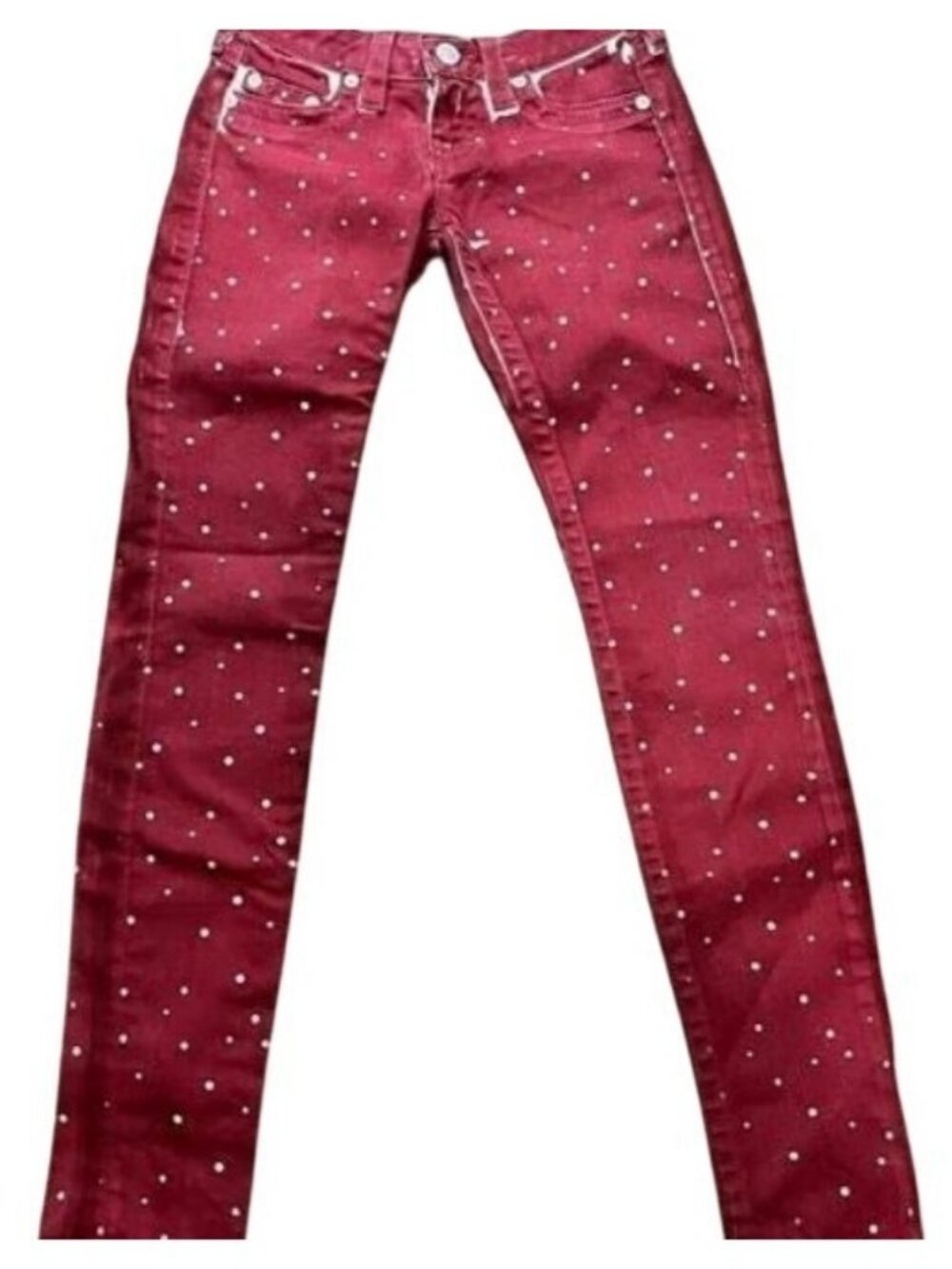 True Religion Maroon Red Embellished Jeans Vintage